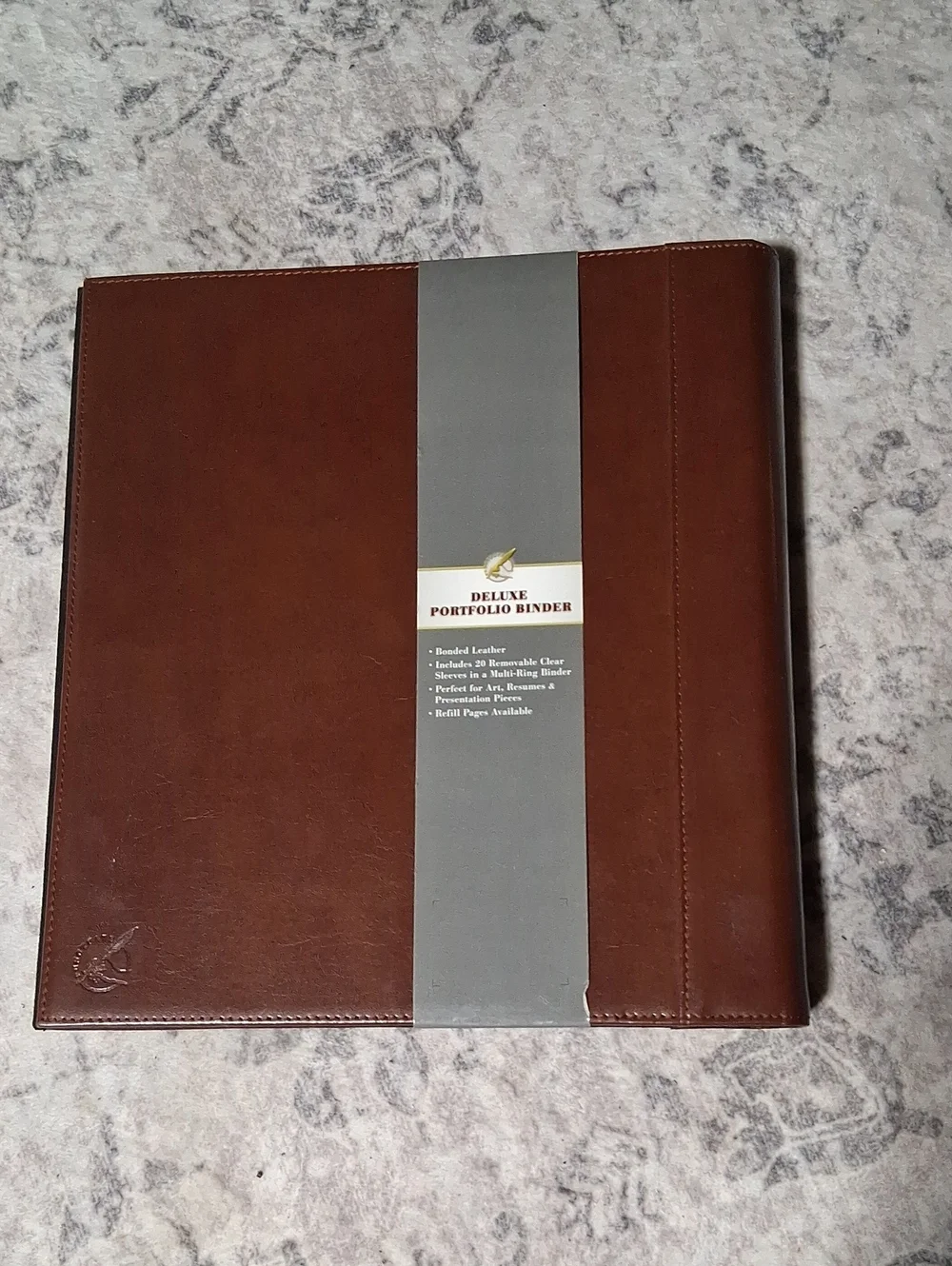 Deluxe Brown Leather Portfolio Binder – Professional Document Organizer